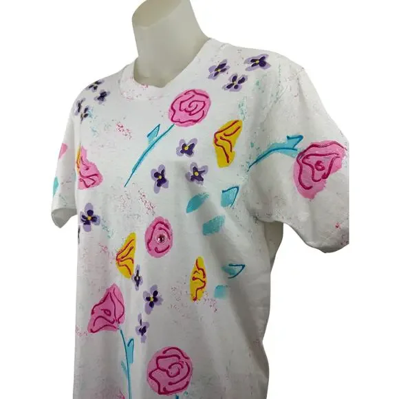 90's floral glitter and bling Tshirt by BACK2BACK - Picture 4 of 6